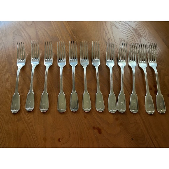 Sheffield Other - Vintage Wm Hutton &Sons Sheffield England Reeded Harley Pattern 12pc Dinner Fork